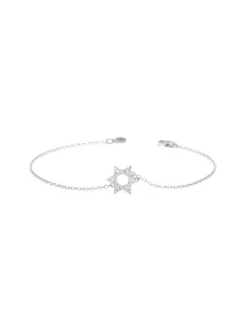 0.06ct Diamond 18K Gold Star of David Bracelet