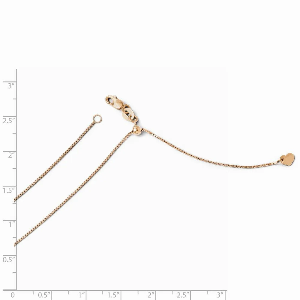 0.8mm 14k Rose Gold Adjustable Box Chain Necklace
