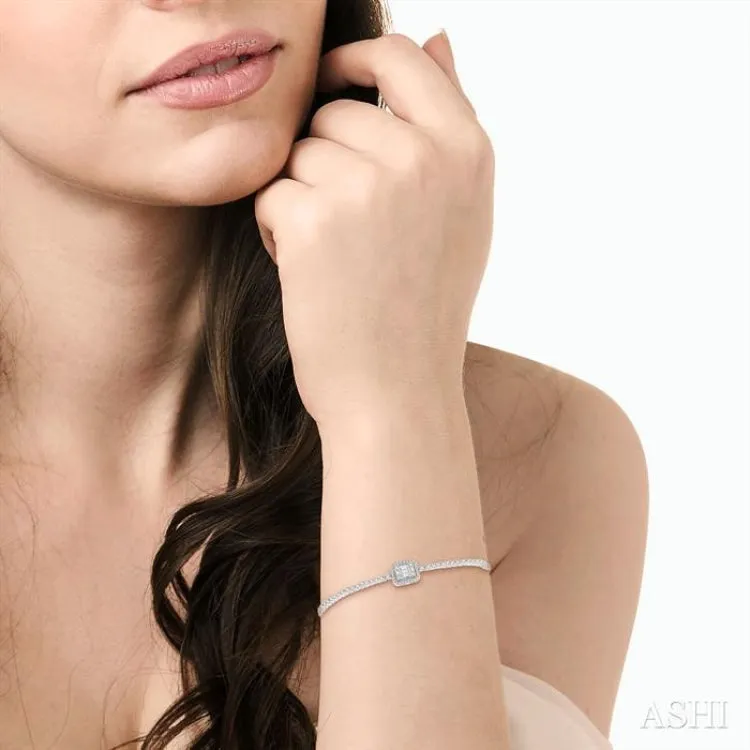 1 1/2 Ctw Fusion Baguette and Round Cut Diamond Bracelet in 14K White Gold