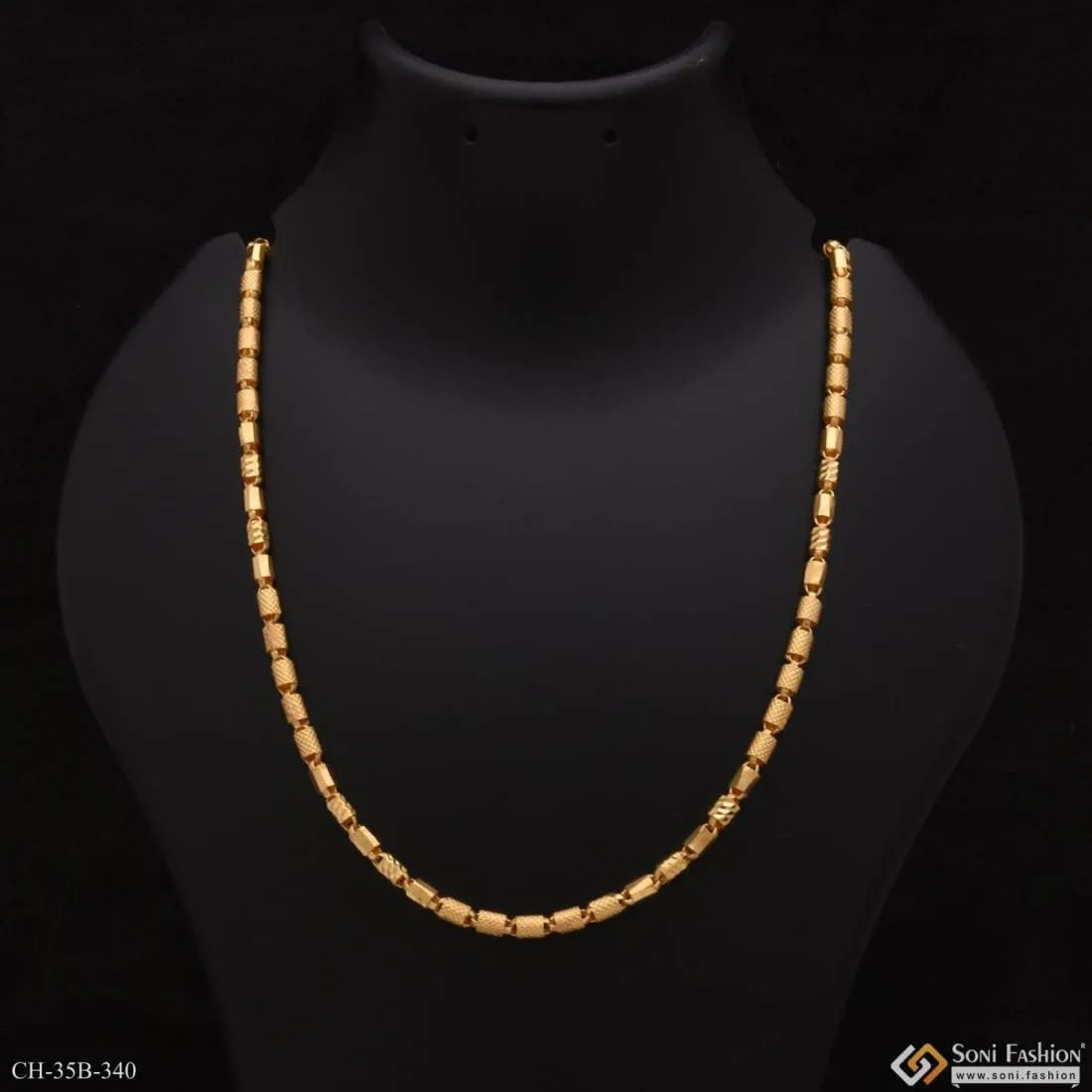 1 Gram - 2in1 Pipe Unique Design Gold Plated Chain for Men - Style B340