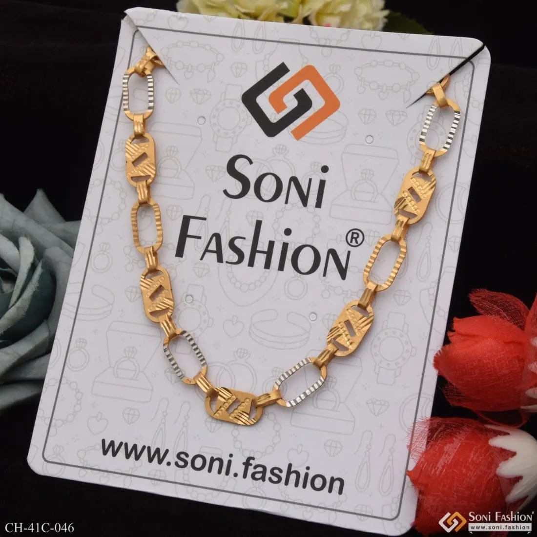 1 Gram Gold Forming Line Nawabi Designer Design Best Quality Chain - Style C046