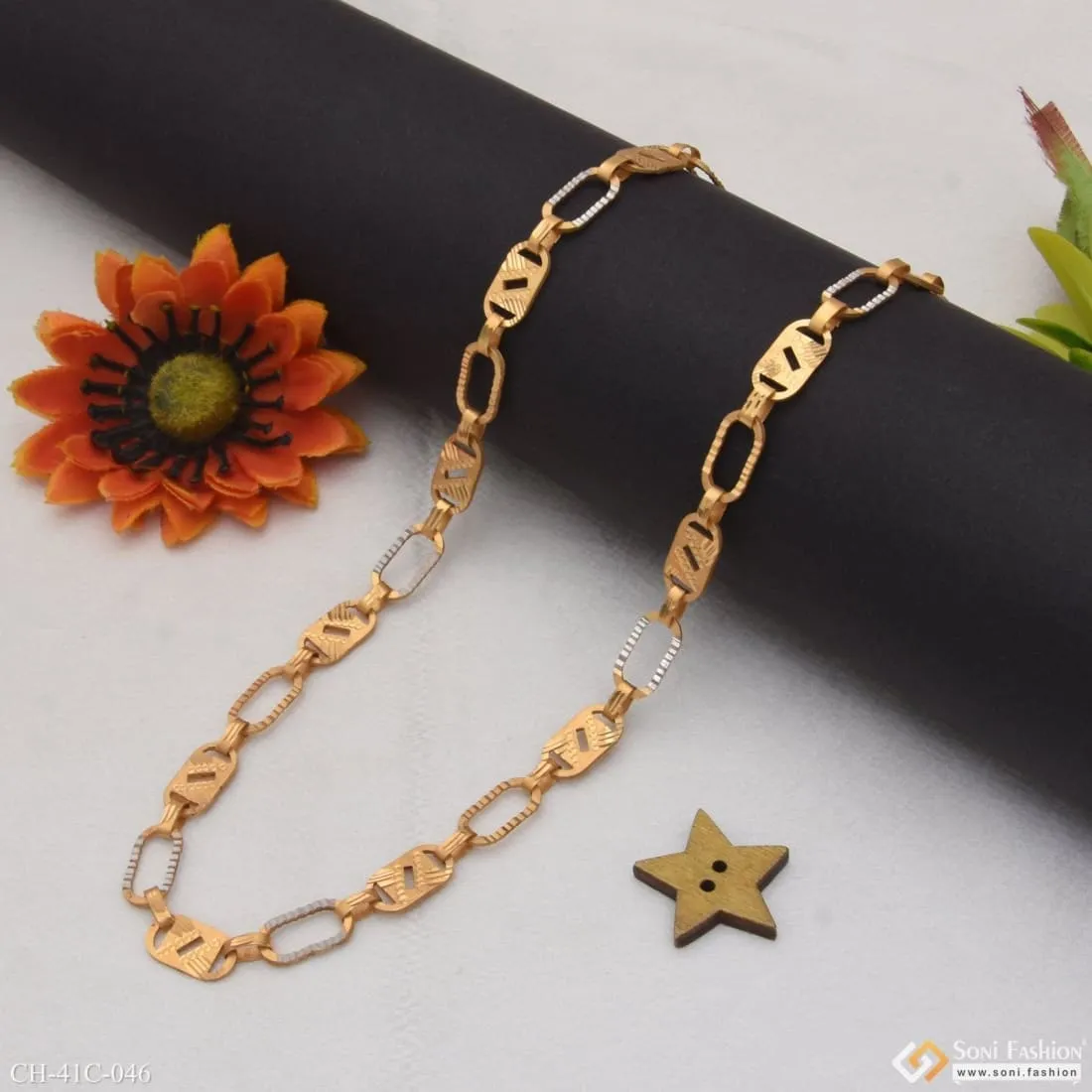 1 Gram Gold Forming Line Nawabi Designer Design Best Quality Chain - Style C046