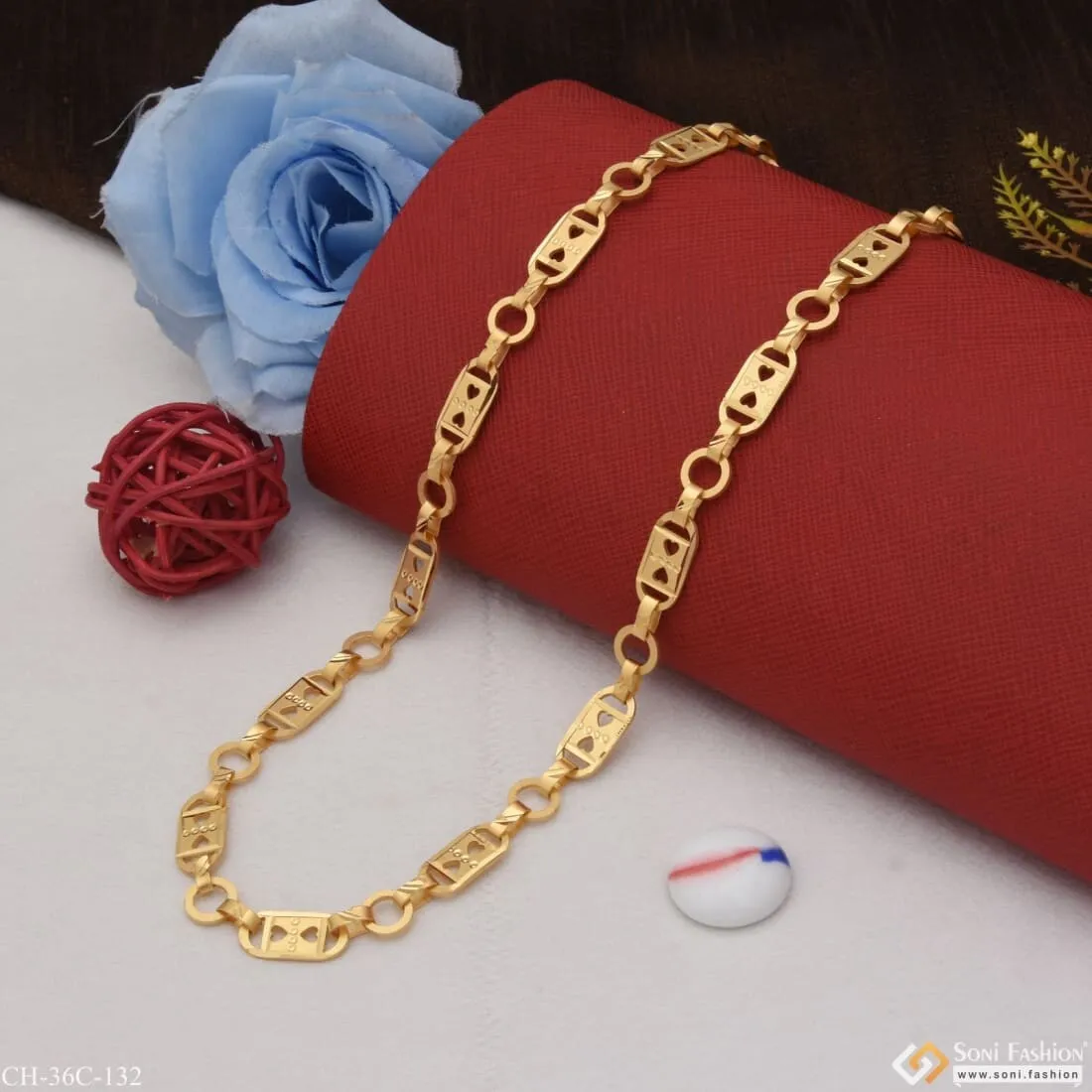 1 Gram Gold Forming Nawabi Dainty Design Best Quality Chain for Men - Style C132