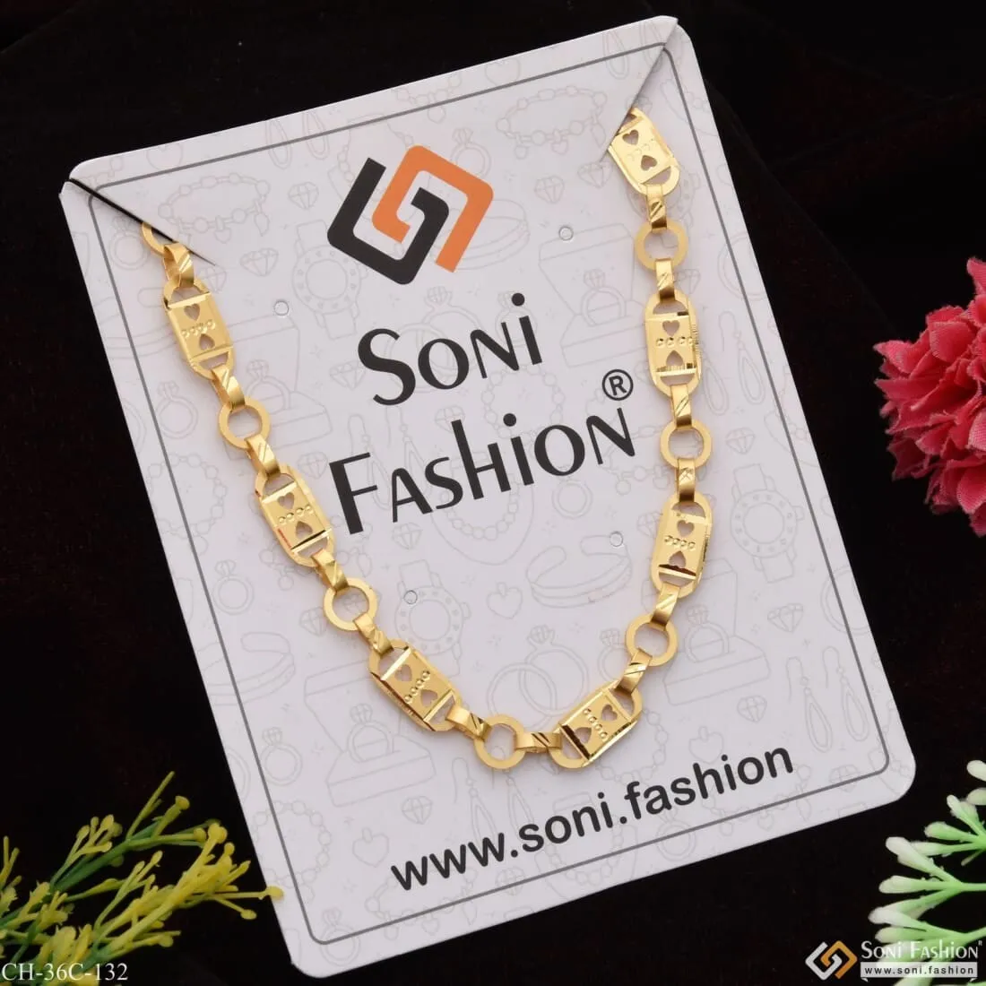 1 Gram Gold Forming Nawabi Dainty Design Best Quality Chain for Men - Style C132