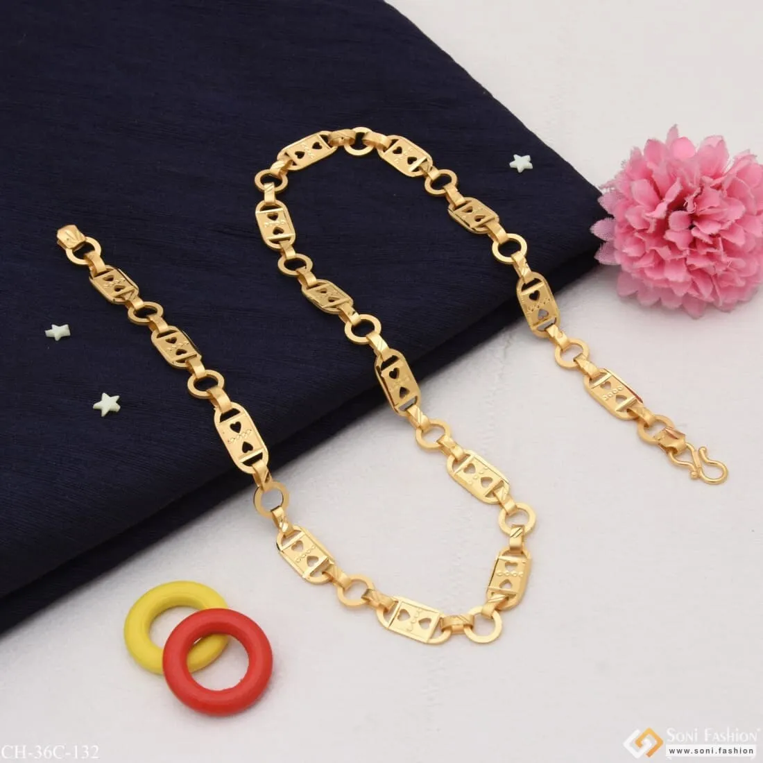 1 Gram Gold Forming Nawabi Dainty Design Best Quality Chain for Men - Style C132