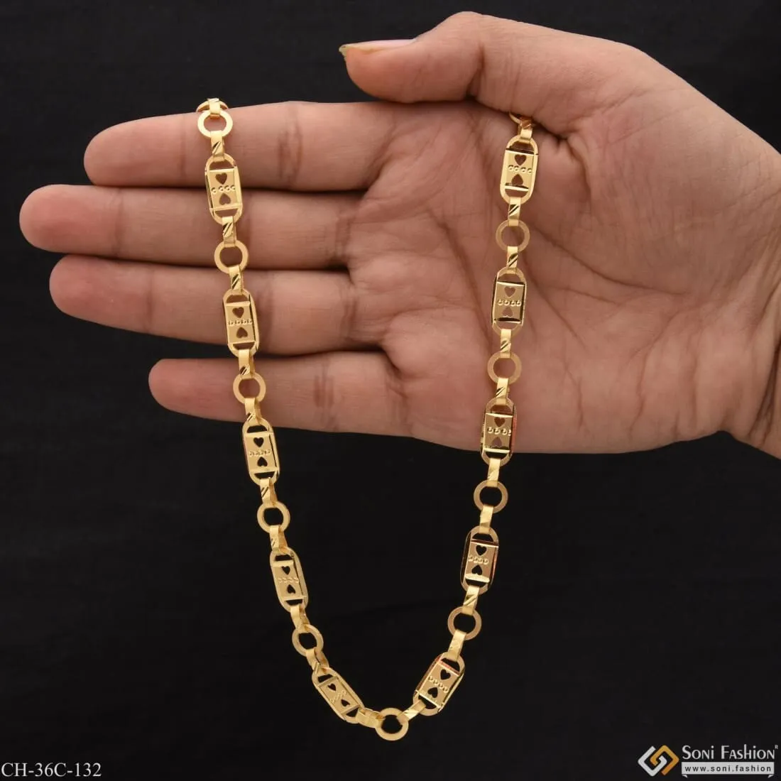 1 Gram Gold Forming Nawabi Dainty Design Best Quality Chain for Men - Style C132