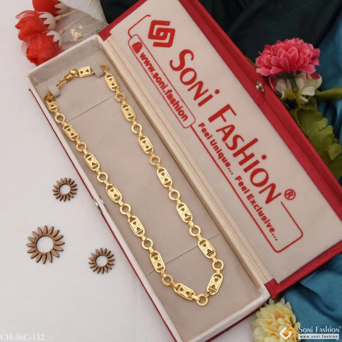 1 Gram Gold Forming Nawabi Dainty Design Best Quality Chain for Men - Style C132