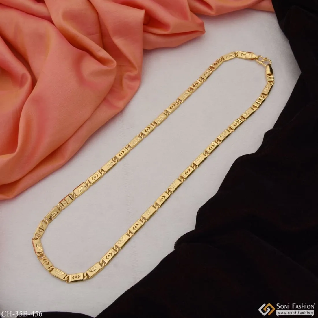 1 Gram Gold Forming - Nawabi Sophisticated Design Gold Plated Chain - Style B456
