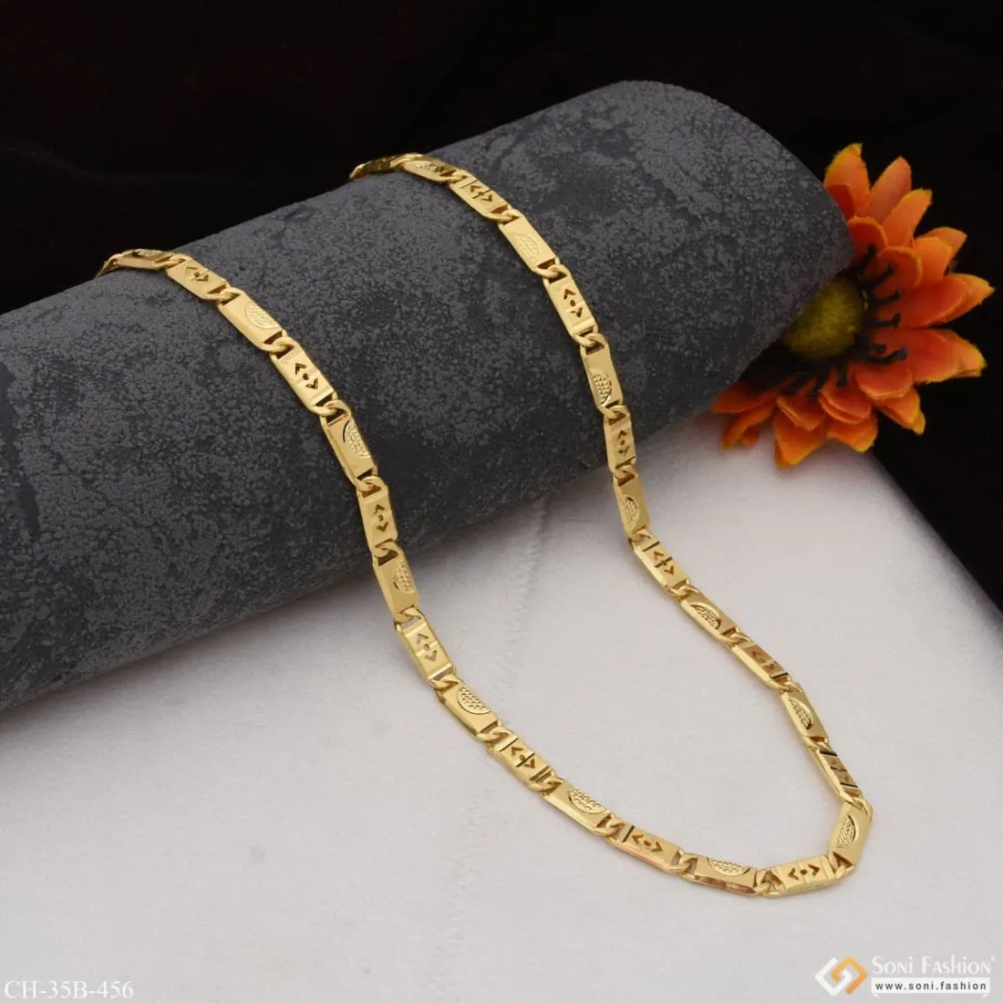 1 Gram Gold Forming - Nawabi Sophisticated Design Gold Plated Chain - Style B456