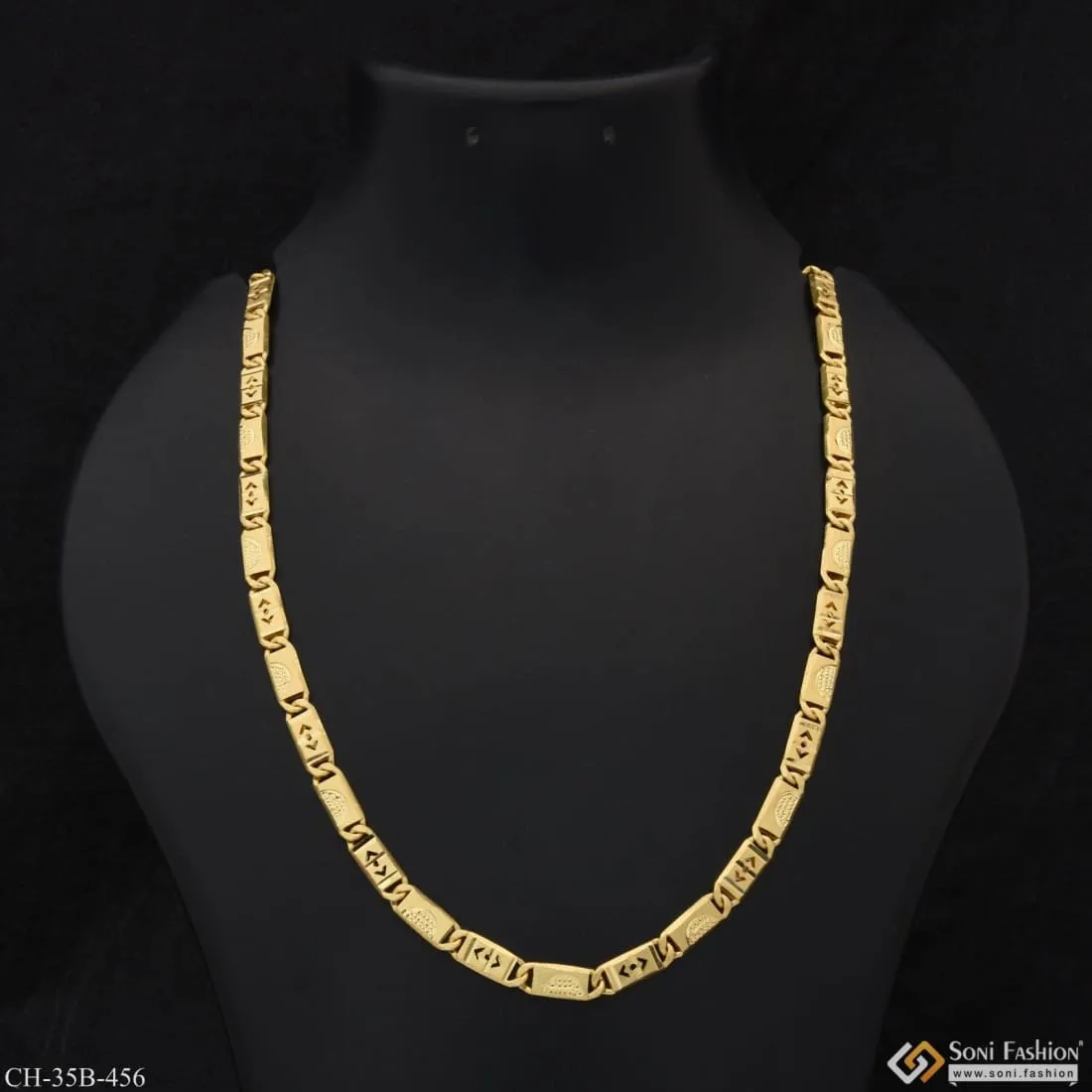 1 Gram Gold Forming - Nawabi Sophisticated Design Gold Plated Chain - Style B456