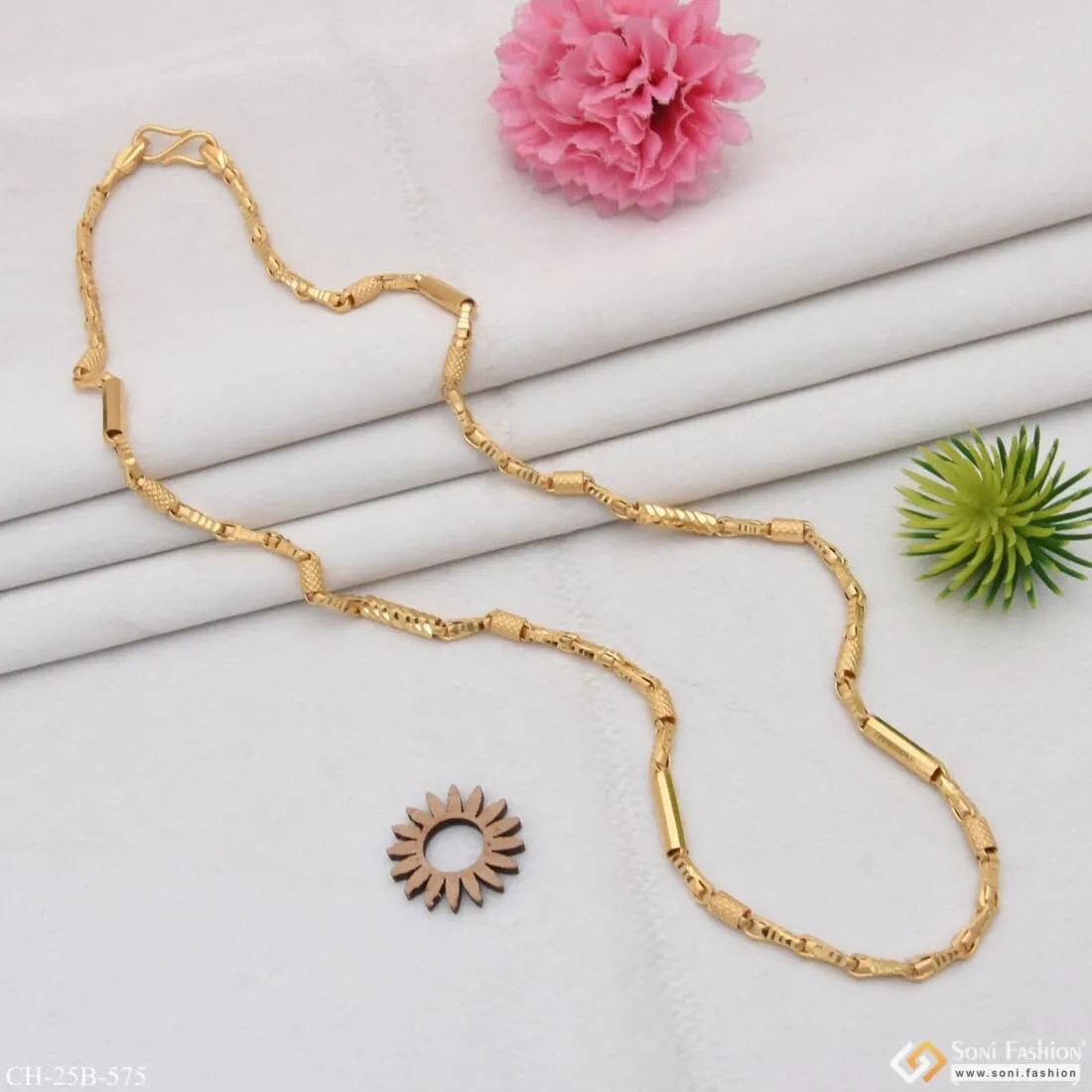 1 Gram Gold Forming Pipe Sophisticated Design Gold Plated Chain - Style B575
