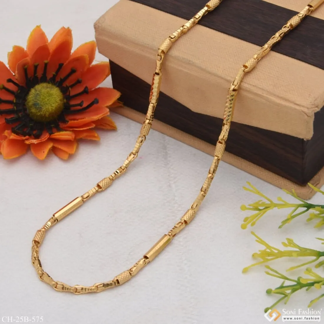 1 Gram Gold Forming Pipe Sophisticated Design Gold Plated Chain - Style B575