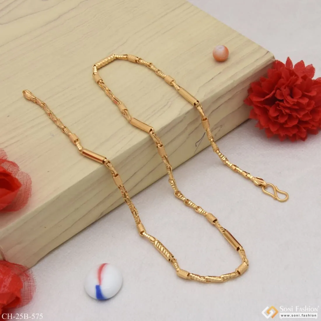 1 Gram Gold Forming Pipe Sophisticated Design Gold Plated Chain - Style B575