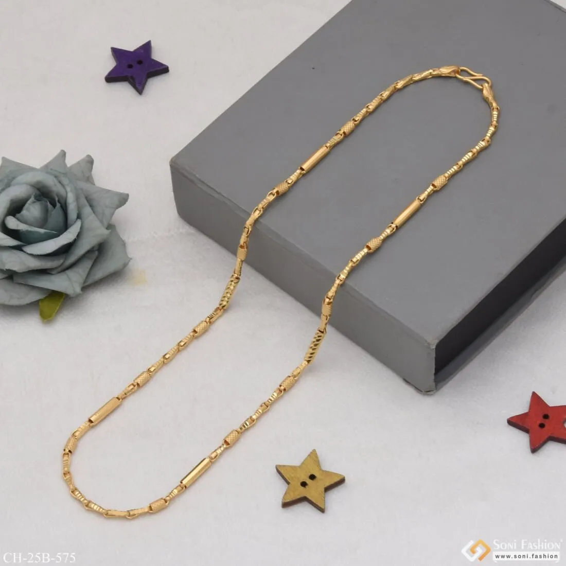 1 Gram Gold Forming Pipe Sophisticated Design Gold Plated Chain - Style B575