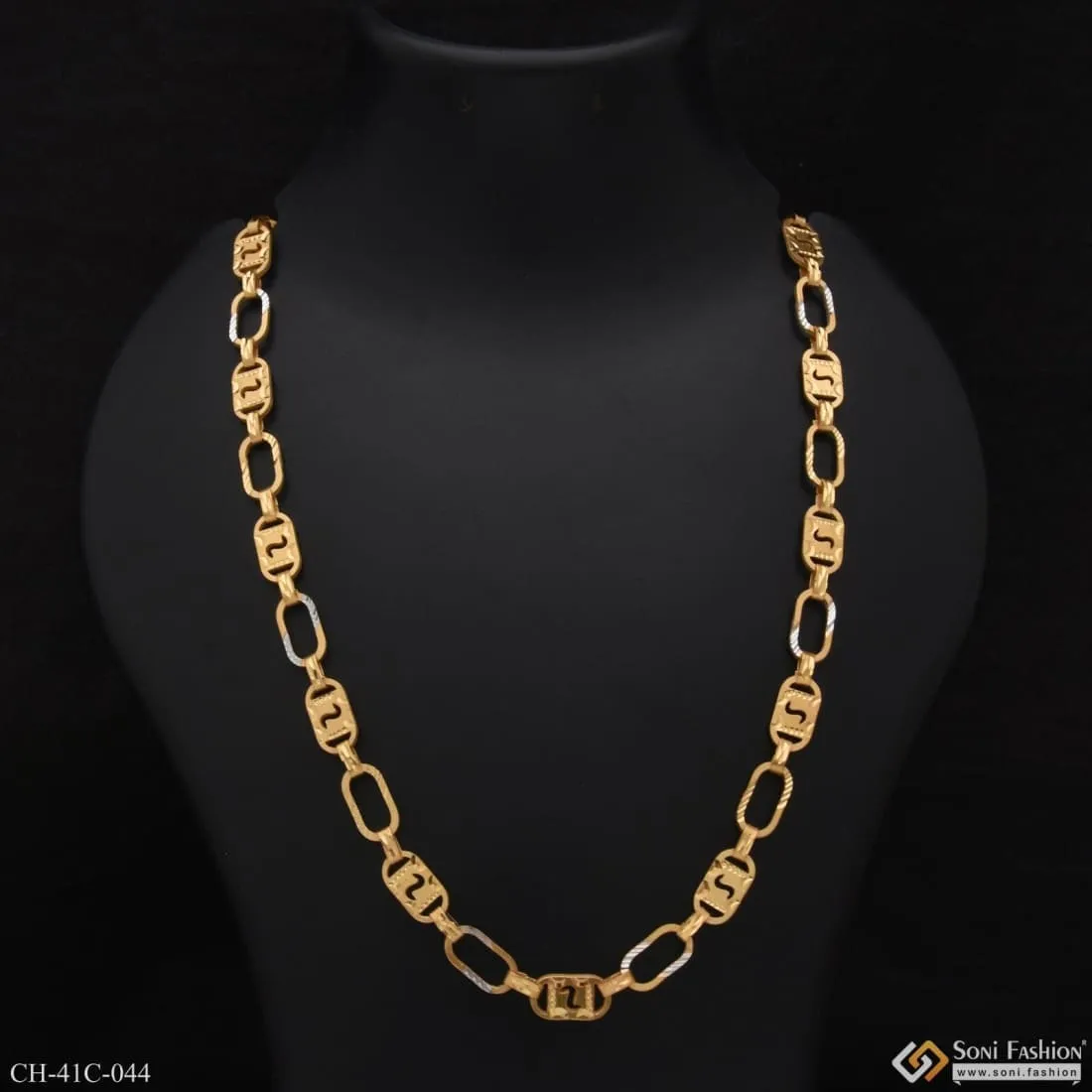 1 Gram Gold Forming S Nawabi Fancy Design High-Quality Chain for Men - Style C044