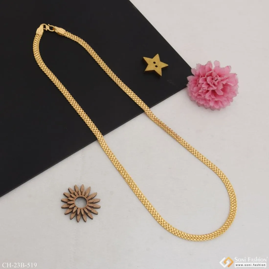 1 Gram Gold Forming Superior Quality Unique Design Gold Plated Chain - Style B519