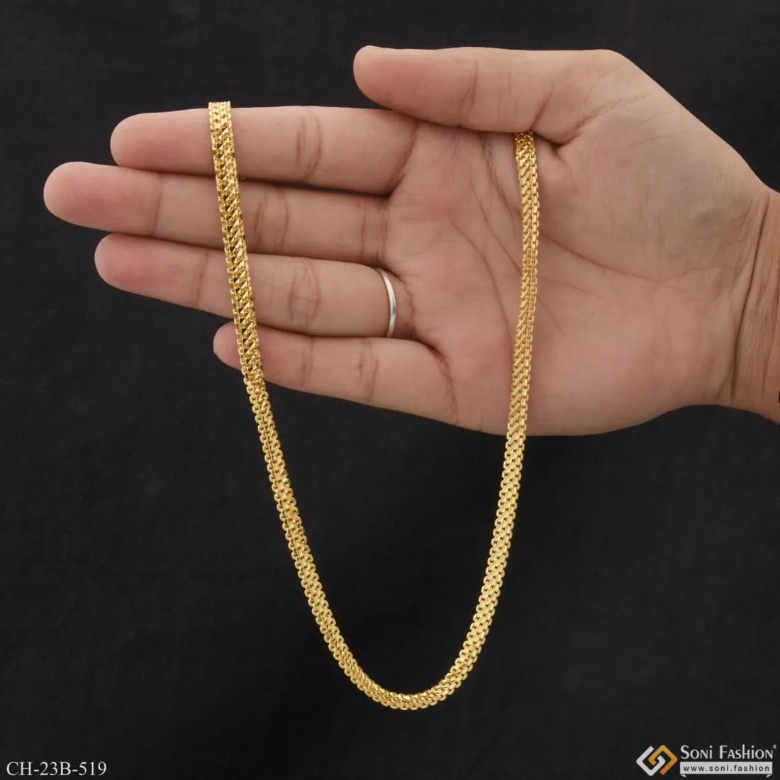 1 Gram Gold Forming Superior Quality Unique Design Gold Plated Chain - Style B519