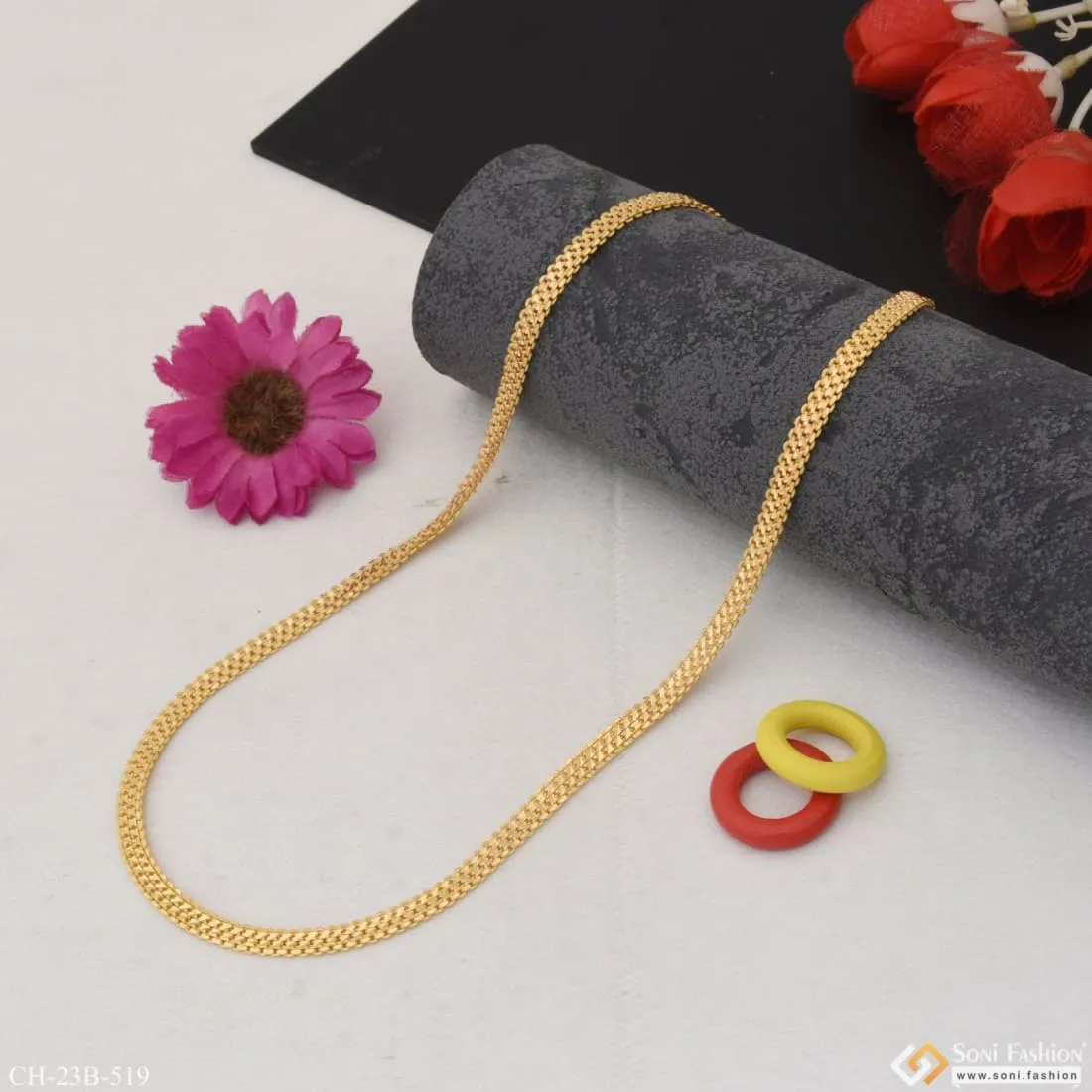 1 Gram Gold Forming Superior Quality Unique Design Gold Plated Chain - Style B519