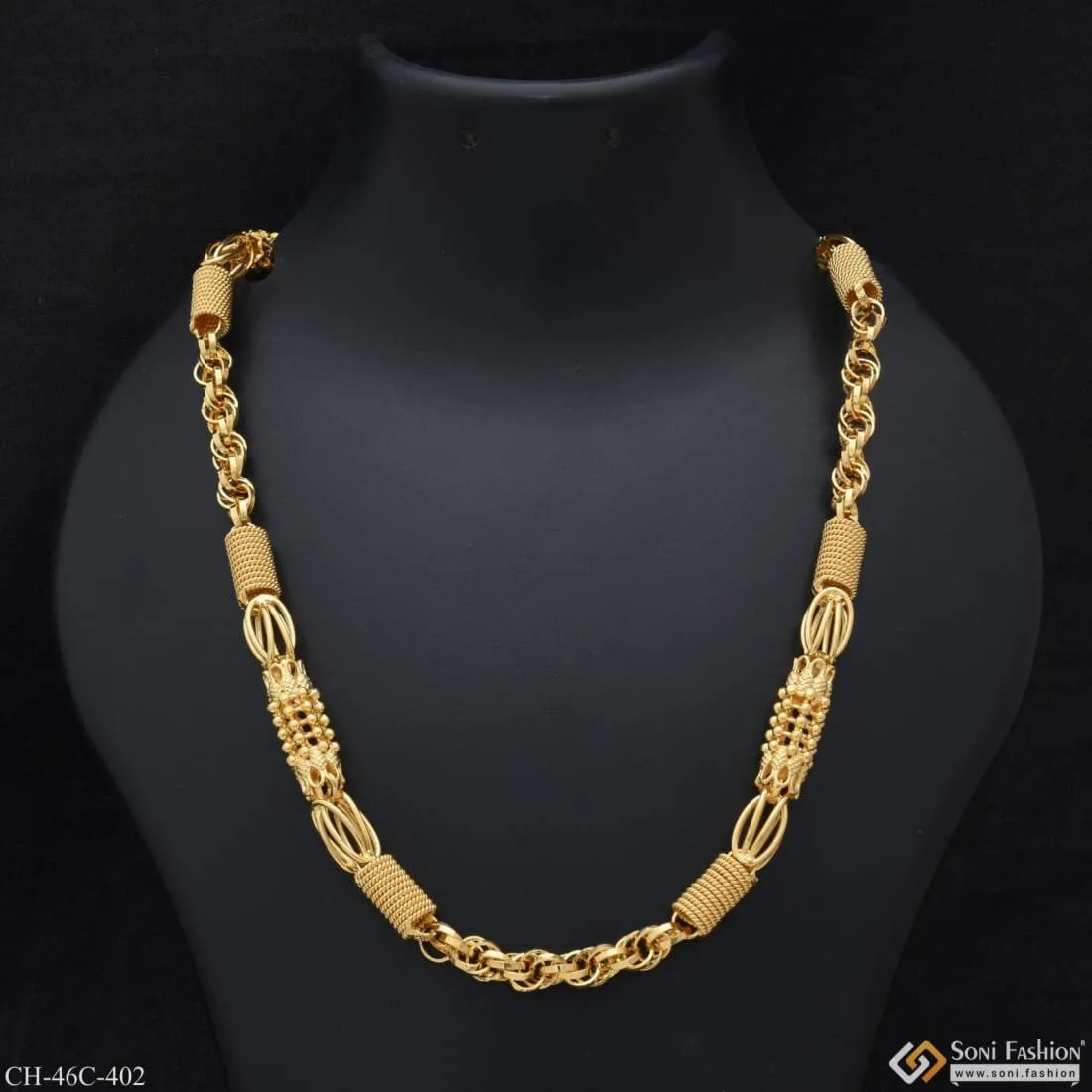1 Gram Gold Plated 2 In 1 Rajwadi Fashionable Design Chain for Men - Style C402