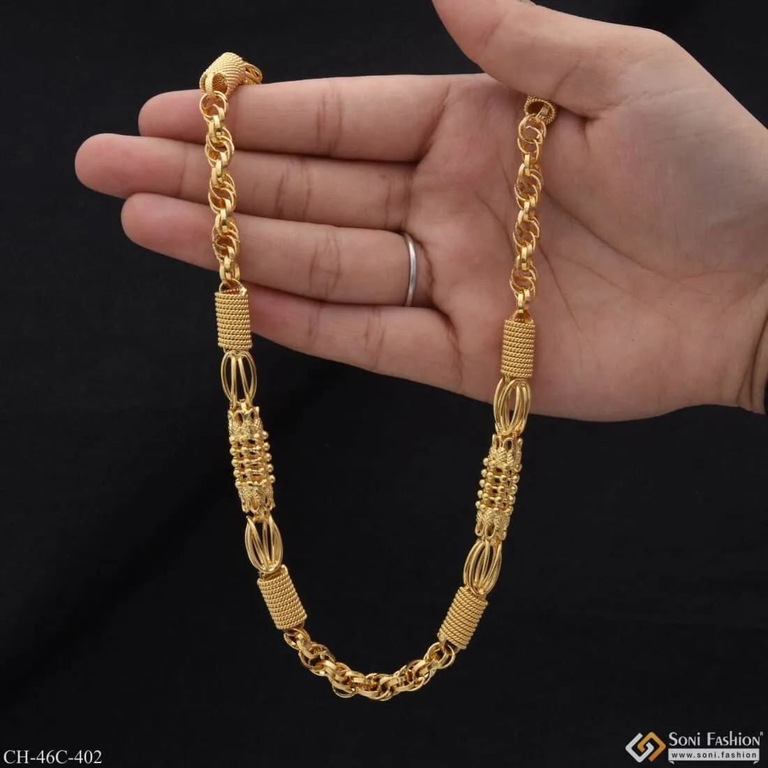 1 Gram Gold Plated 2 In 1 Rajwadi Fashionable Design Chain for Men - Style C402