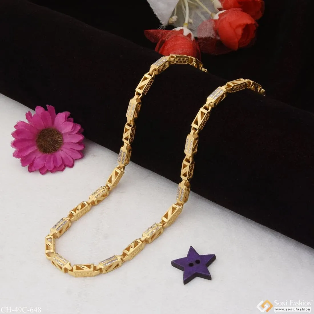 1 Gram Gold Plated Attention-Getting Design High Quality Chain for Men - Style C648
