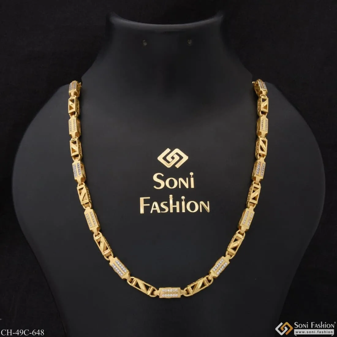 1 Gram Gold Plated Attention-Getting Design High Quality Chain for Men - Style C648