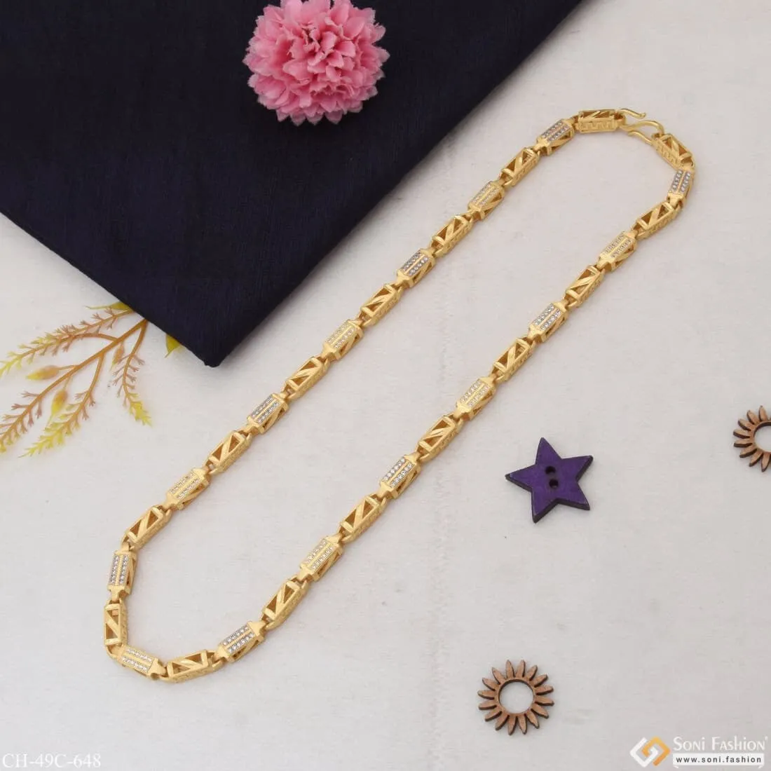 1 Gram Gold Plated Attention-Getting Design High Quality Chain for Men - Style C648