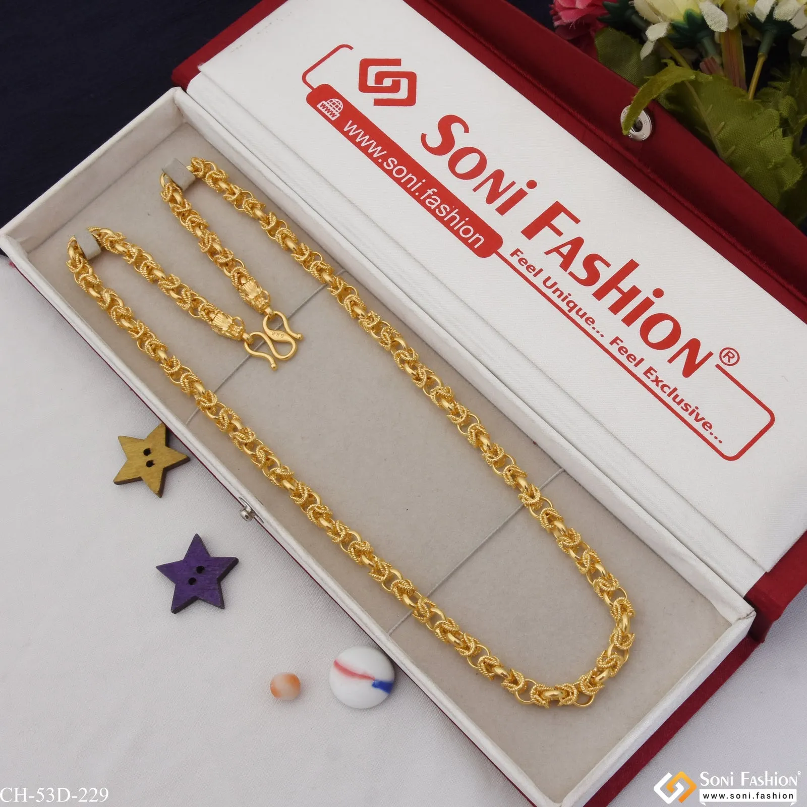 1 Gram Gold Plated Exciting Design Sophisticated Design Chain for Men - Style D229