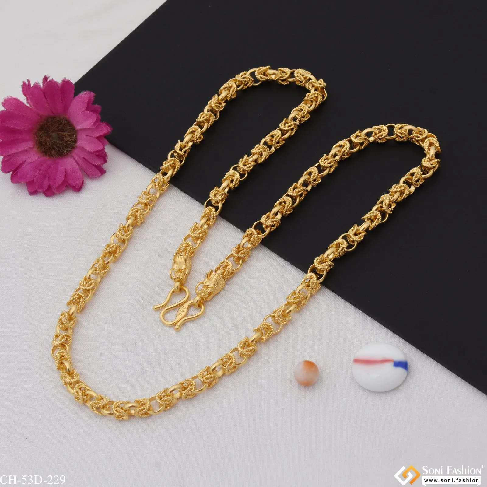 1 Gram Gold Plated Exciting Design Sophisticated Design Chain for Men - Style D229