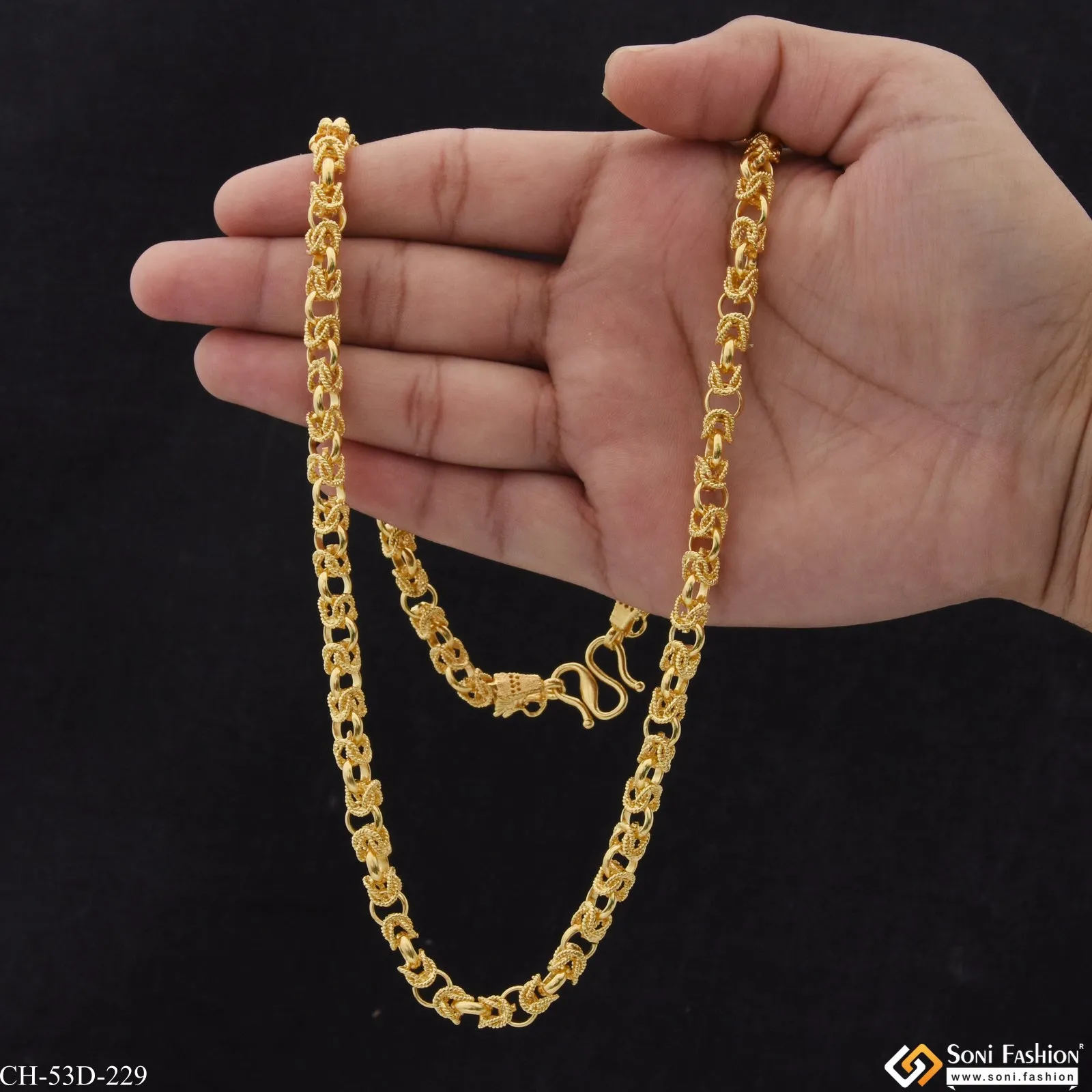 1 Gram Gold Plated Exciting Design Sophisticated Design Chain for Men - Style D229