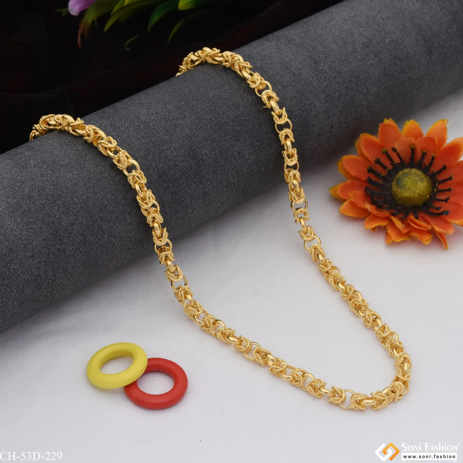 1 Gram Gold Plated Exciting Design Sophisticated Design Chain for Men - Style D229