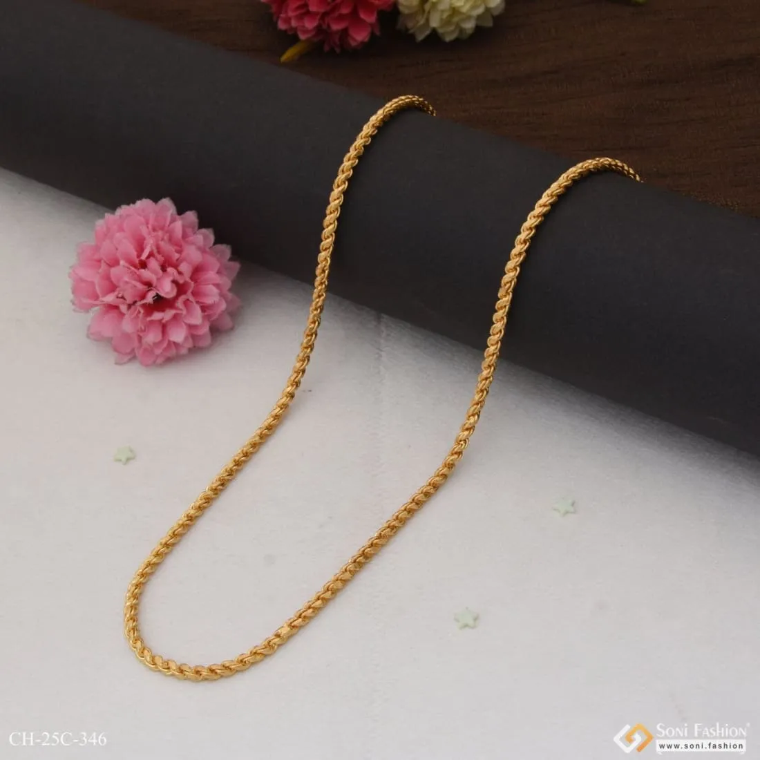 1 Gram Gold Plated Funky Design Cute Design Best Quality Chain for Men - Style C346