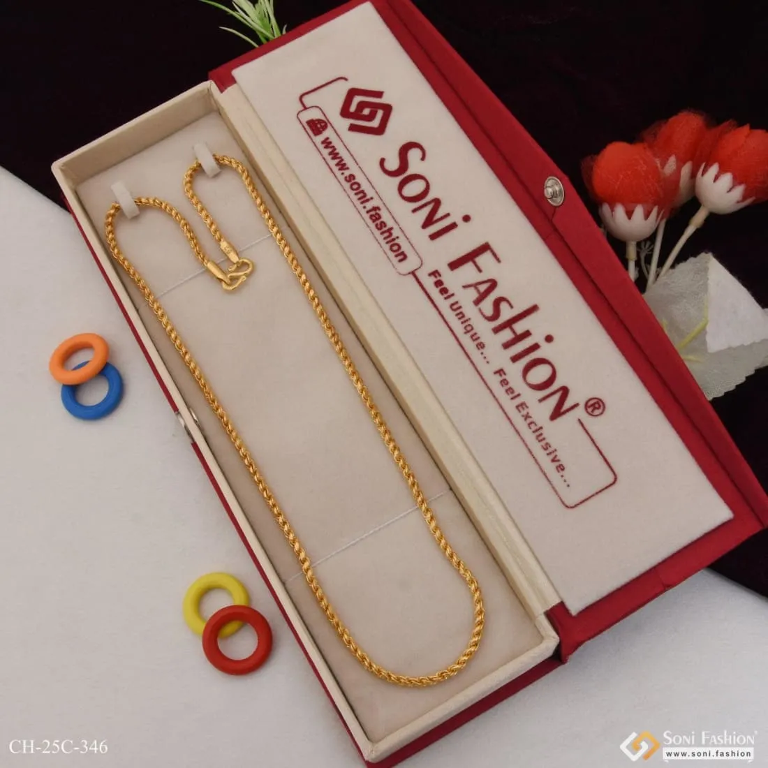 1 Gram Gold Plated Funky Design Cute Design Best Quality Chain for Men - Style C346