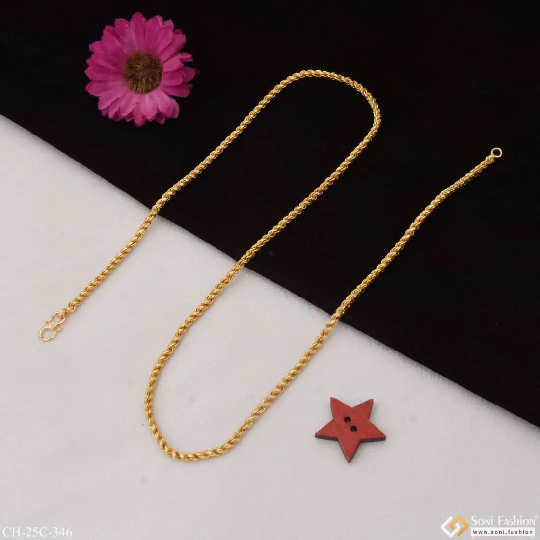 1 Gram Gold Plated Funky Design Cute Design Best Quality Chain for Men - Style C346