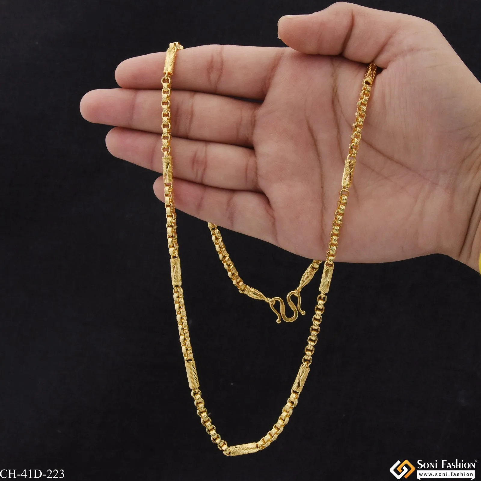 1 Gram Gold Plated Funky Design Sophisticated Design Chain for Men - Style D223