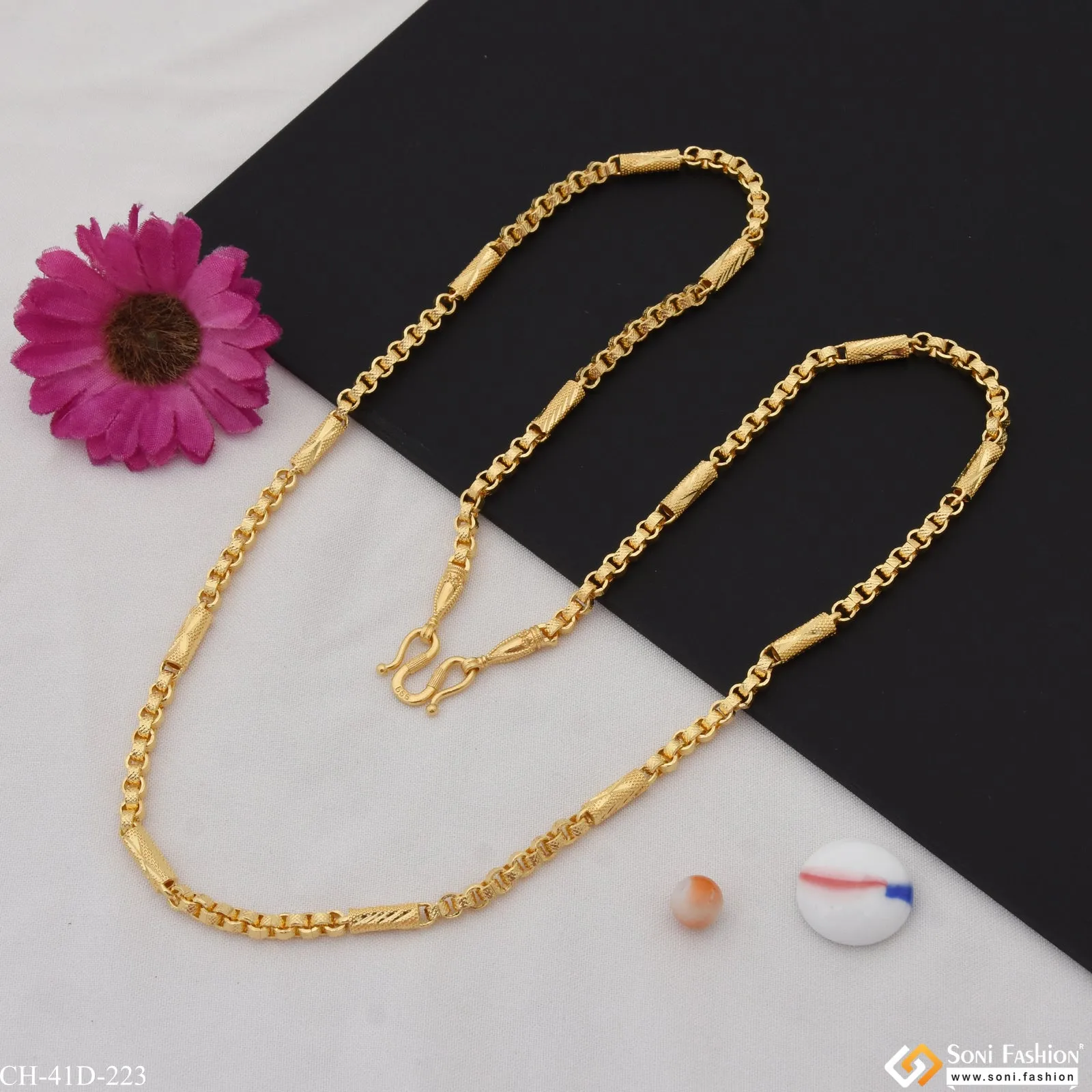 1 Gram Gold Plated Funky Design Sophisticated Design Chain for Men - Style D223