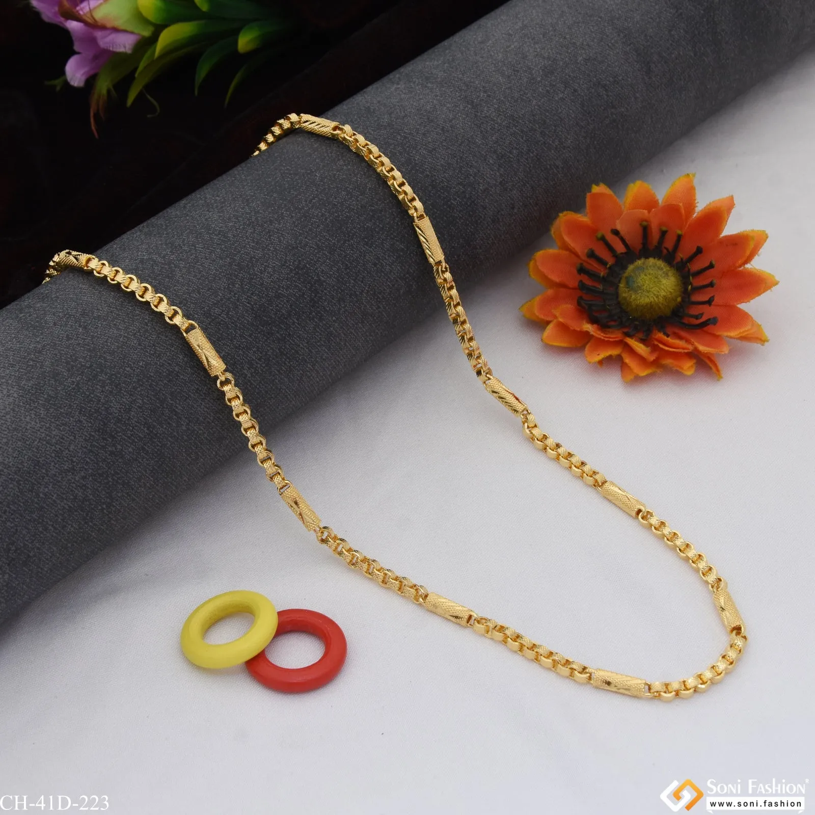 1 Gram Gold Plated Funky Design Sophisticated Design Chain for Men - Style D223