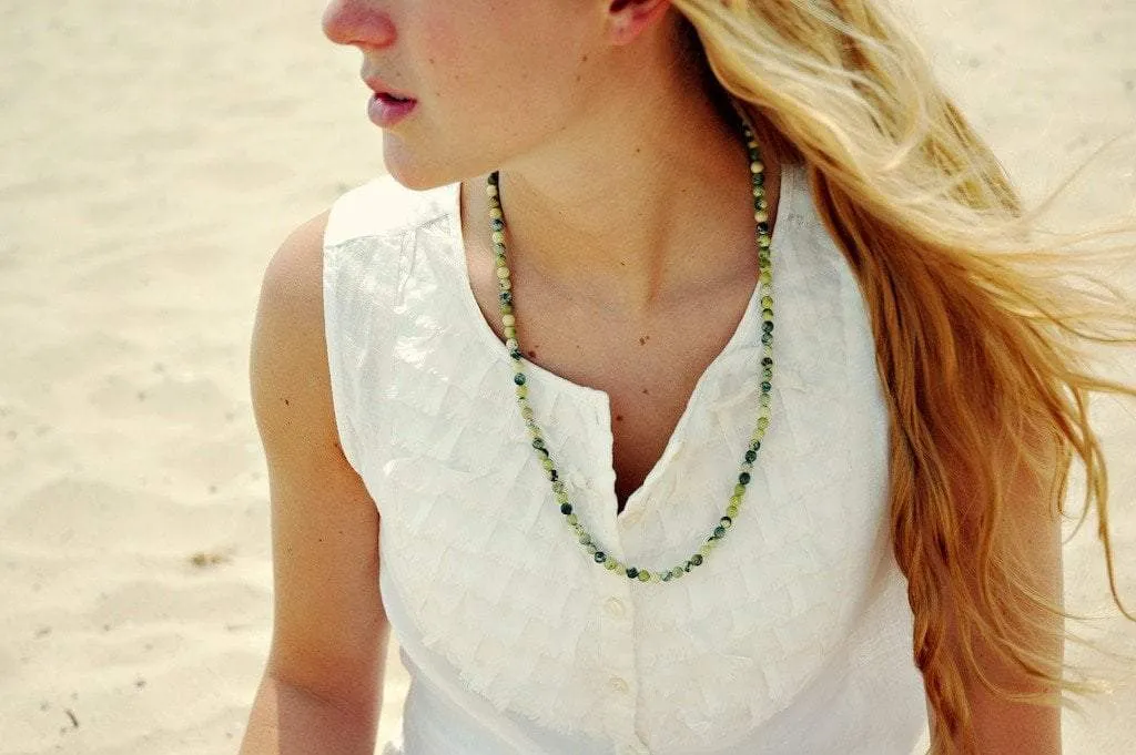 108 Bead Yellow Turquoise Stretchy Mala