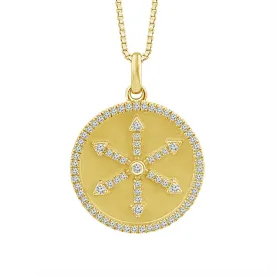 10K Yellow Gold Diamond Snowflake Medallion Necklace
