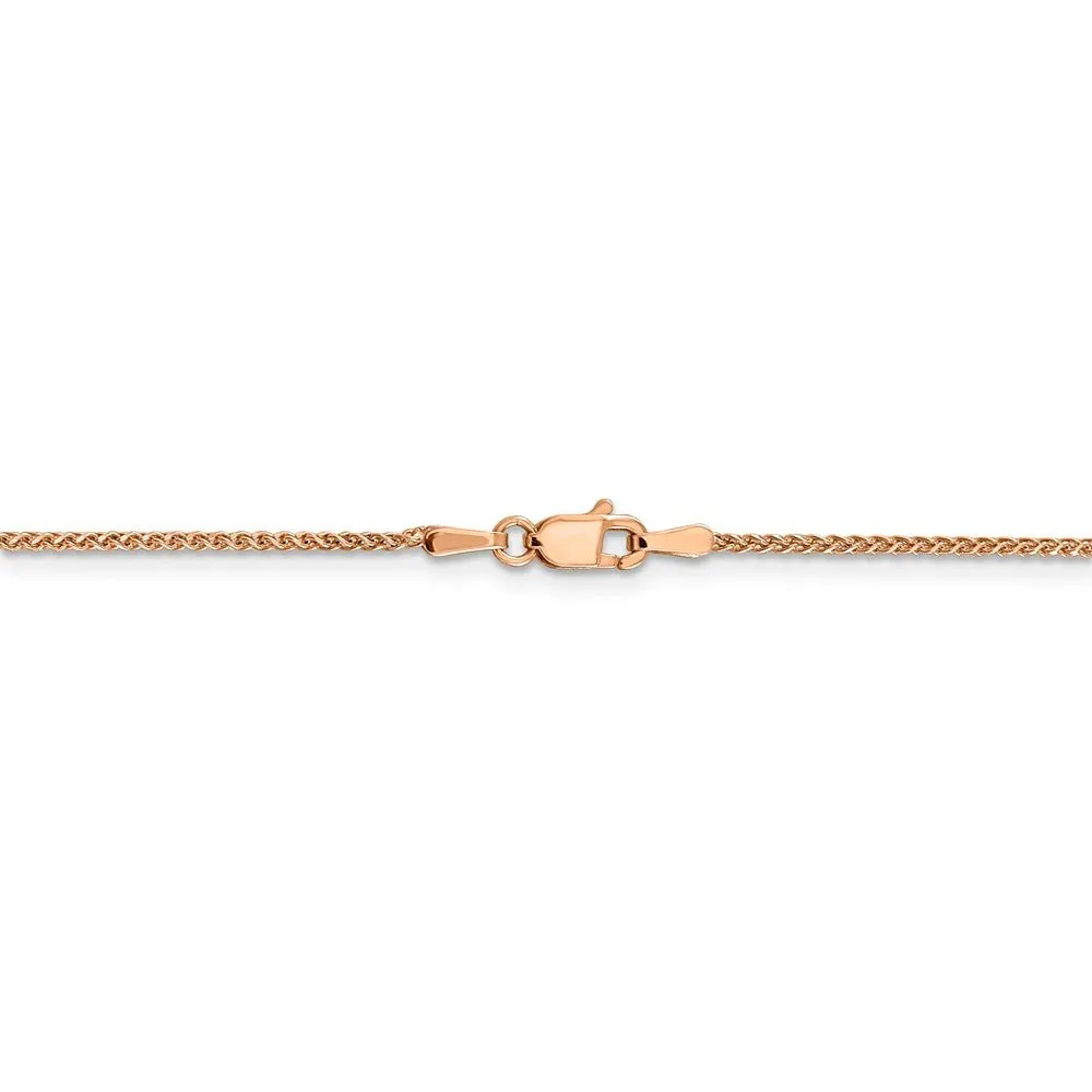 1.2mm 14k Rose Gold Solid Spiga Chain Necklace