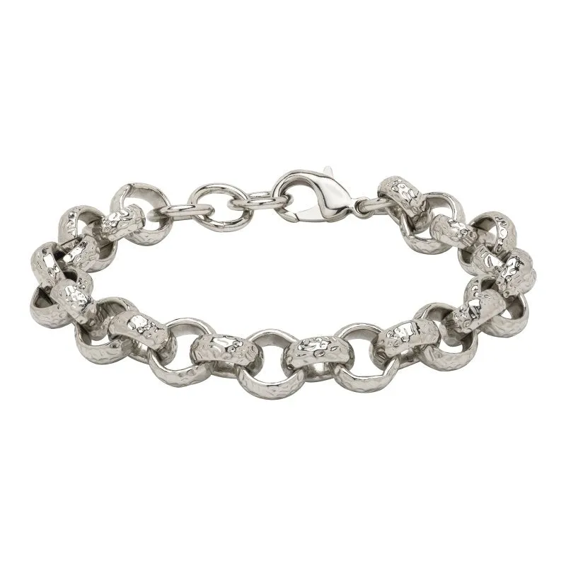 12mm Silver Filled Diamond Patterned Belcher Bracelet 9 Inch