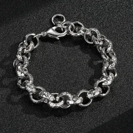 12mm Silver Filled Diamond Patterned Belcher Bracelet 9 Inch