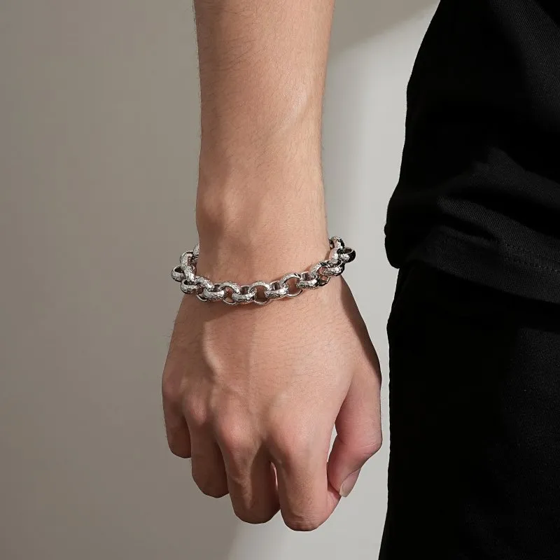 12mm Silver Filled Diamond Patterned Belcher Bracelet 9 Inch