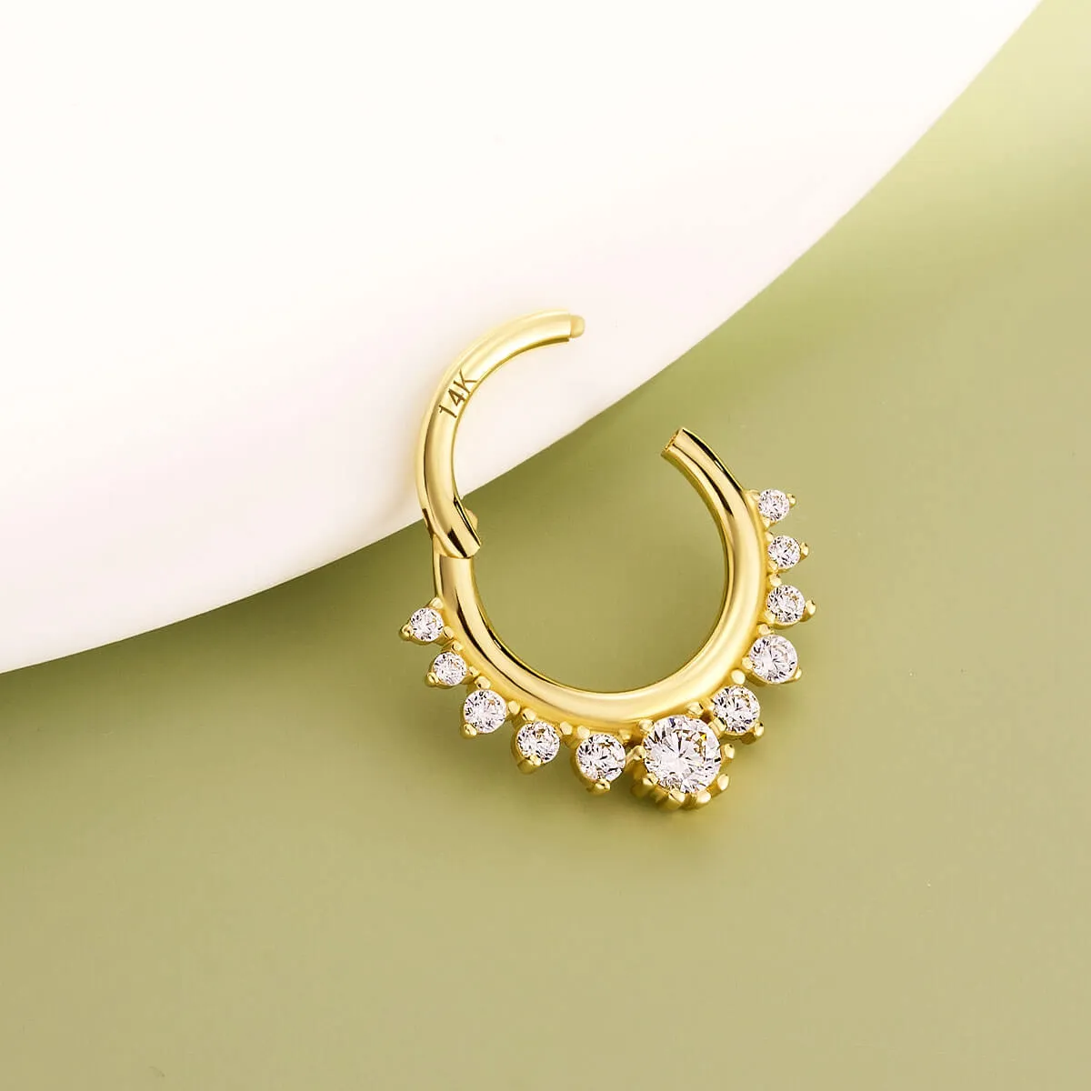 14K Gold 16G CZ Septum Ring Daith Earring