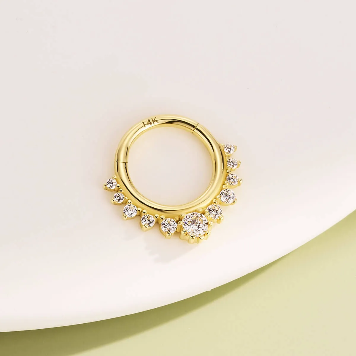 14K Gold 16G CZ Septum Ring Daith Earring