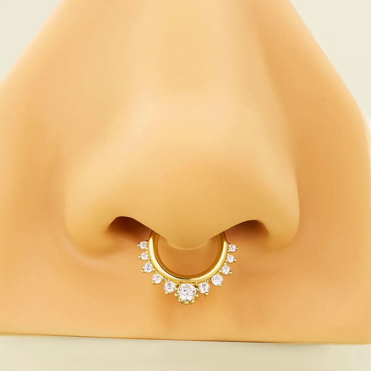 14K Gold 16G CZ Septum Ring Daith Earring