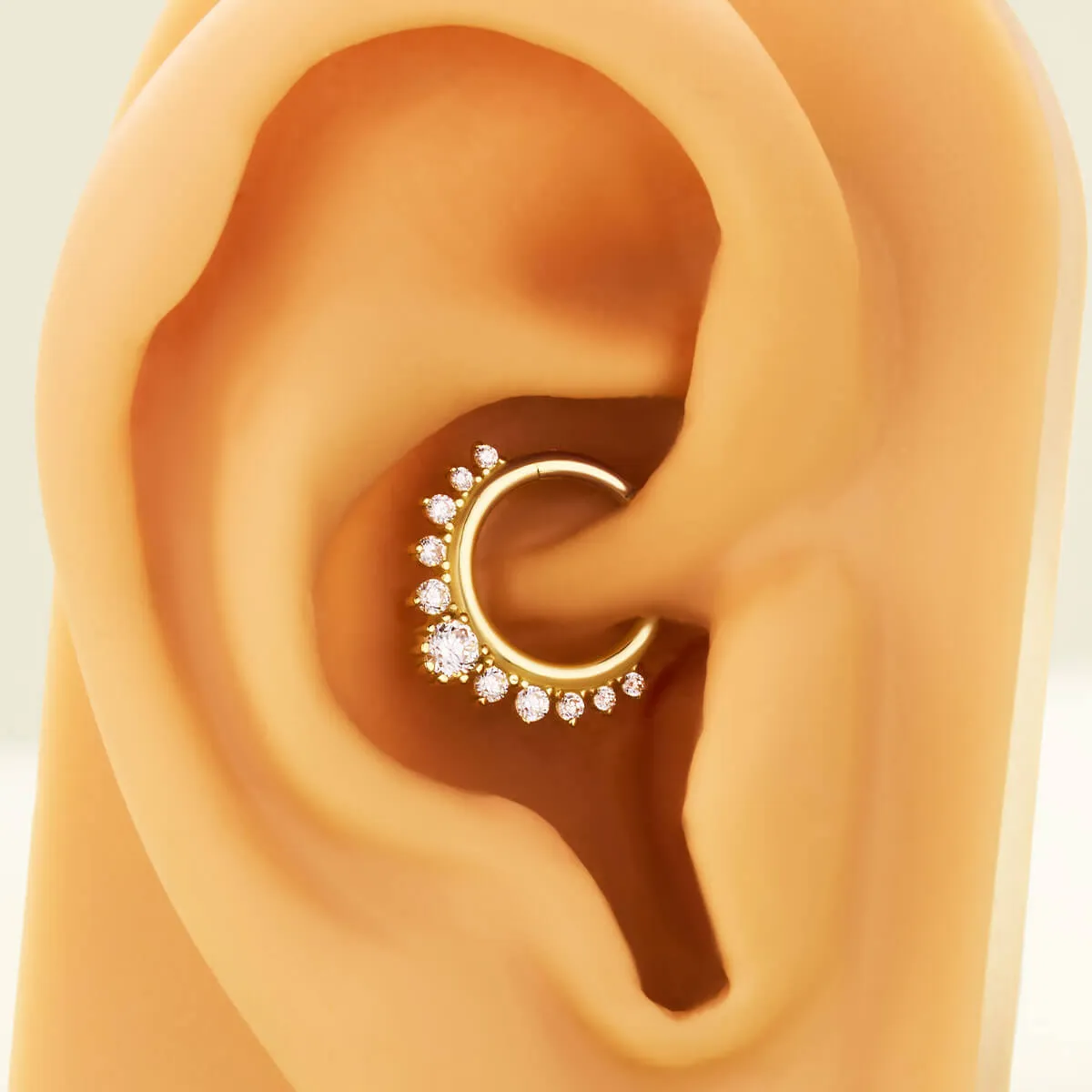 14K Gold 16G CZ Septum Ring Daith Earring