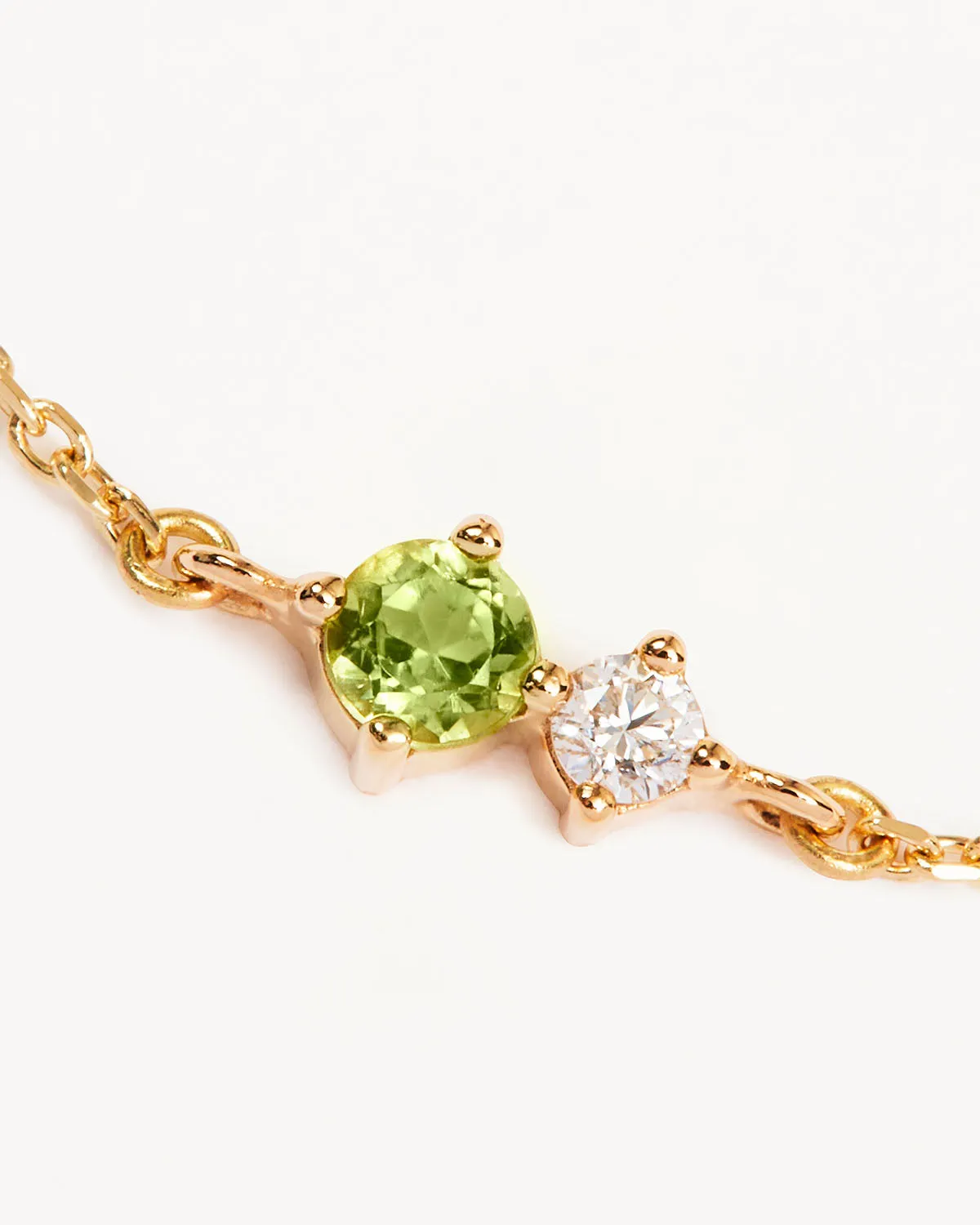 14k Solid Gold Magic Within Birthstone Diamond Bracelet - August - Peridot