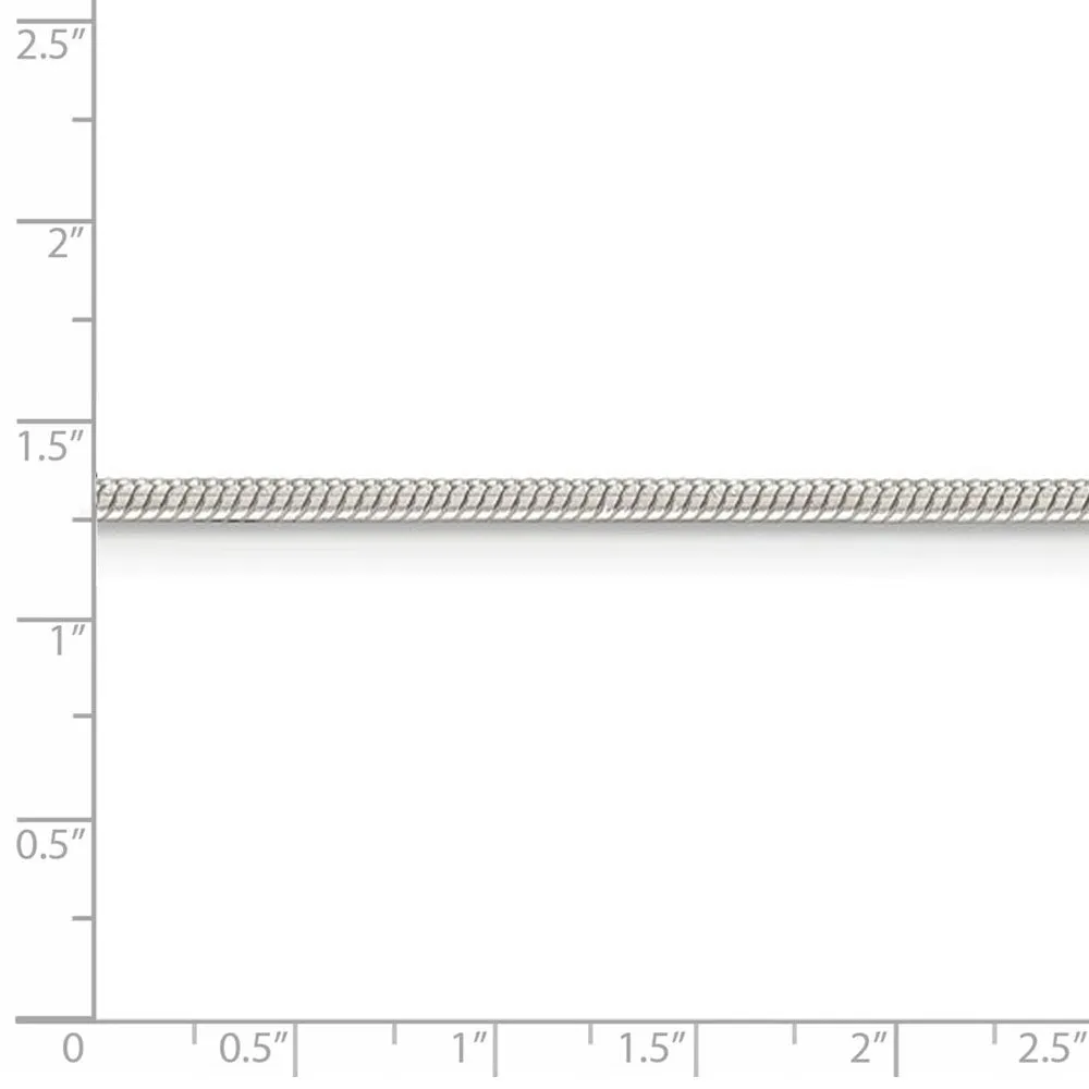 1.5mm Sterling Silver, Round Solid Snake Chain Bracelet
