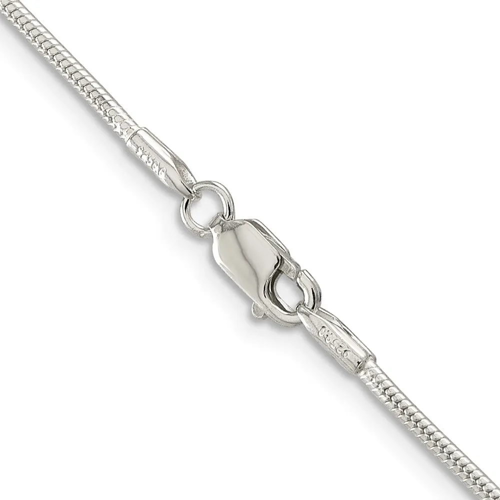 1.5mm Sterling Silver, Round Solid Snake Chain Bracelet